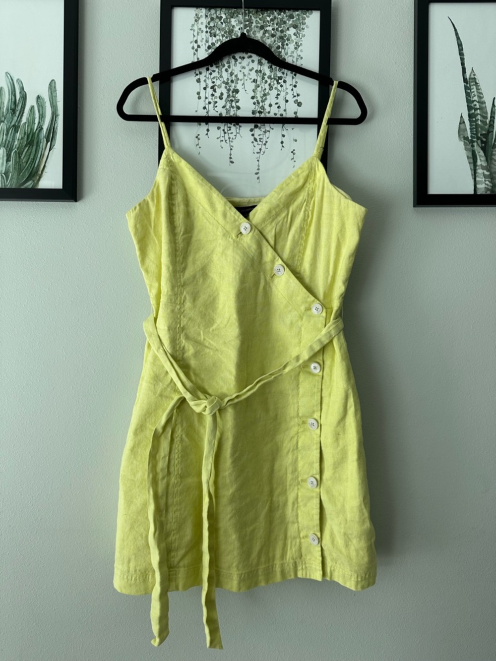 Banana Republic Button down Wrap Line Dress in Lime Green Size 14